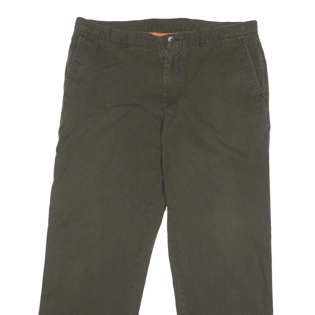 LACOSTE Mens Cotton Blend Dark Green Regular Straight Trousers W36 L28 Classic