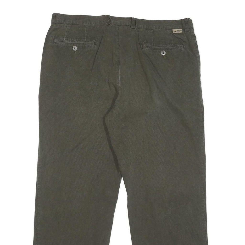 LACOSTE Mens Cotton Blend Dark Green Regular Straight Trousers W36 L28 Classic