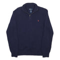 POLO RALPH LAUREN Boys Navy Jumper Plain Crew Neck Basic Knit L Cotton