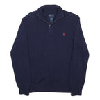 POLO RALPH LAUREN Boys Navy Jumper Plain Crew Neck Basic Knit L Cotton