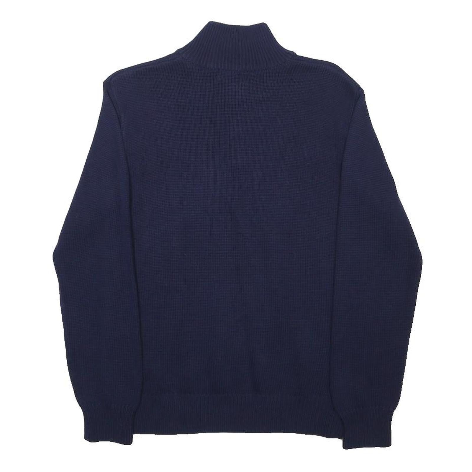 POLO RALPH LAUREN Boys Navy Jumper Plain Crew Neck Basic Knit L Cotton