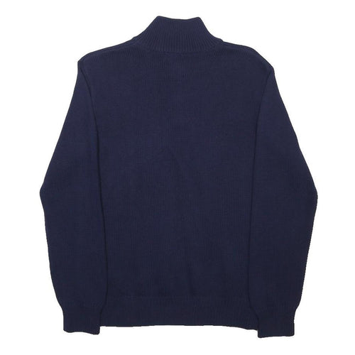 POLO RALPH LAUREN Boys Navy Jumper Plain Crew Neck Basic Knit L Cotton