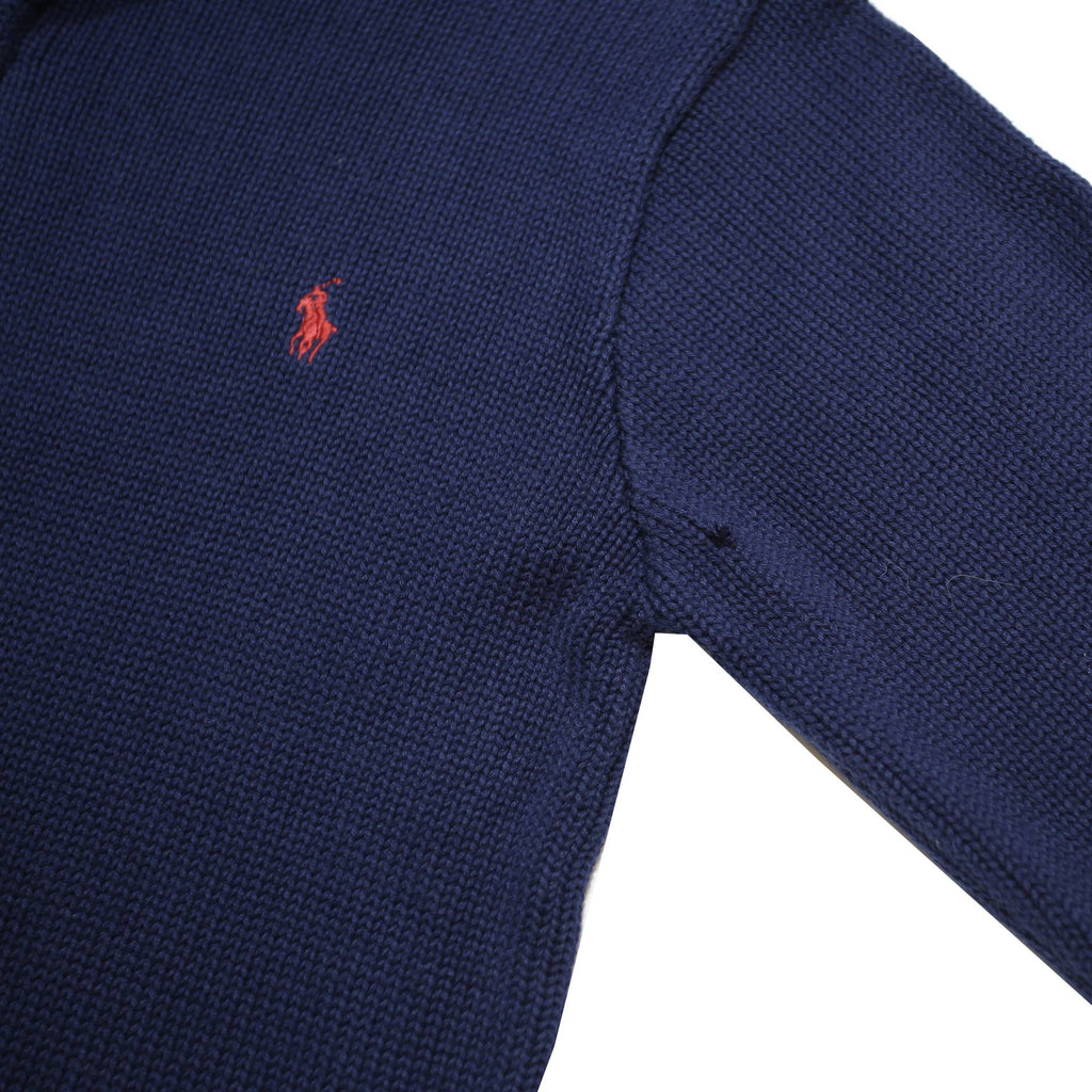 POLO RALPH LAUREN Boys Navy Jumper Plain Crew Neck Basic Knit L Cotton