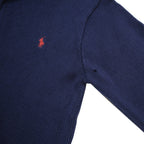 POLO RALPH LAUREN Boys Navy Jumper Plain Crew Neck Basic Knit L Cotton
