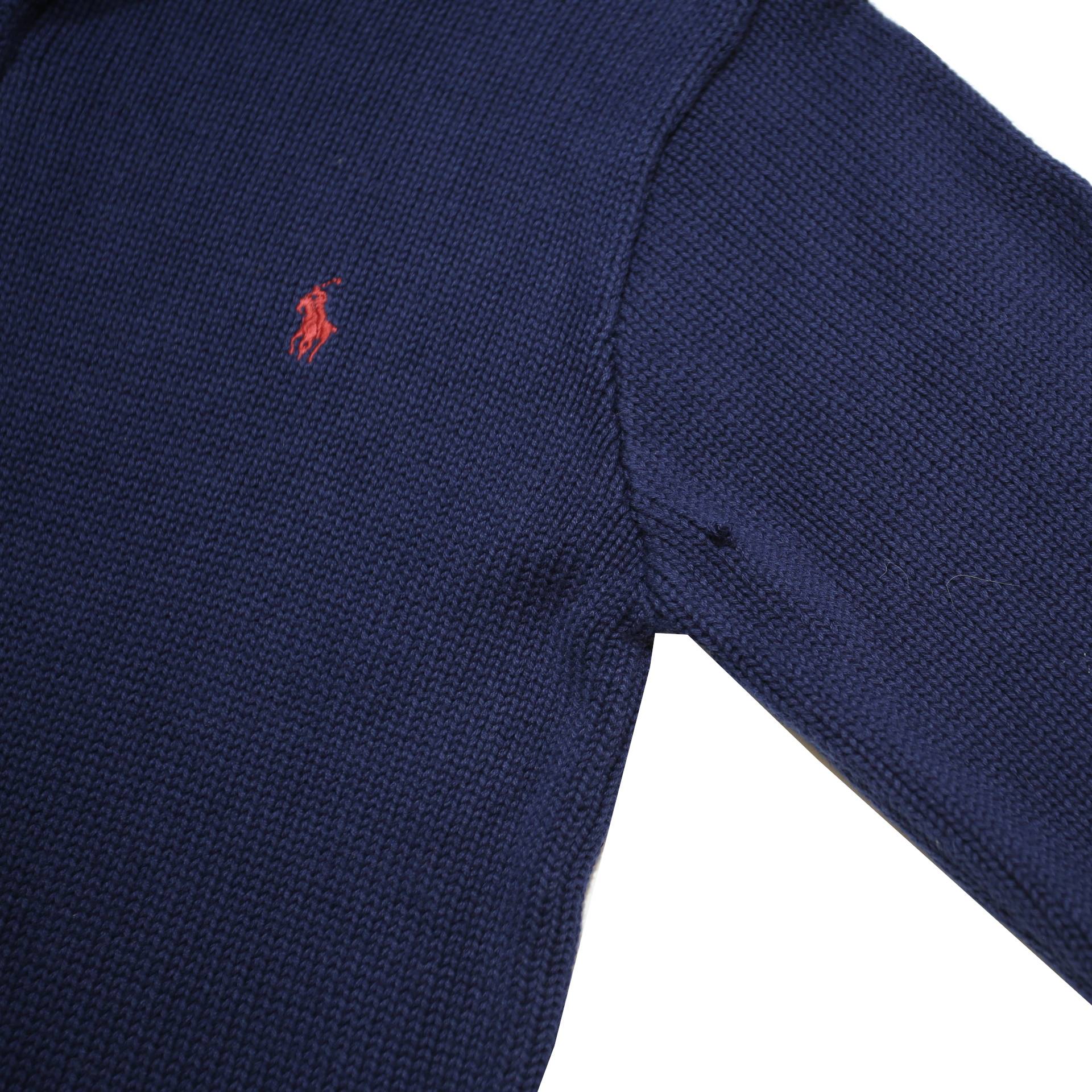POLO RALPH LAUREN Boys Navy Jumper Plain Crew Neck Basic Knit L Cotton