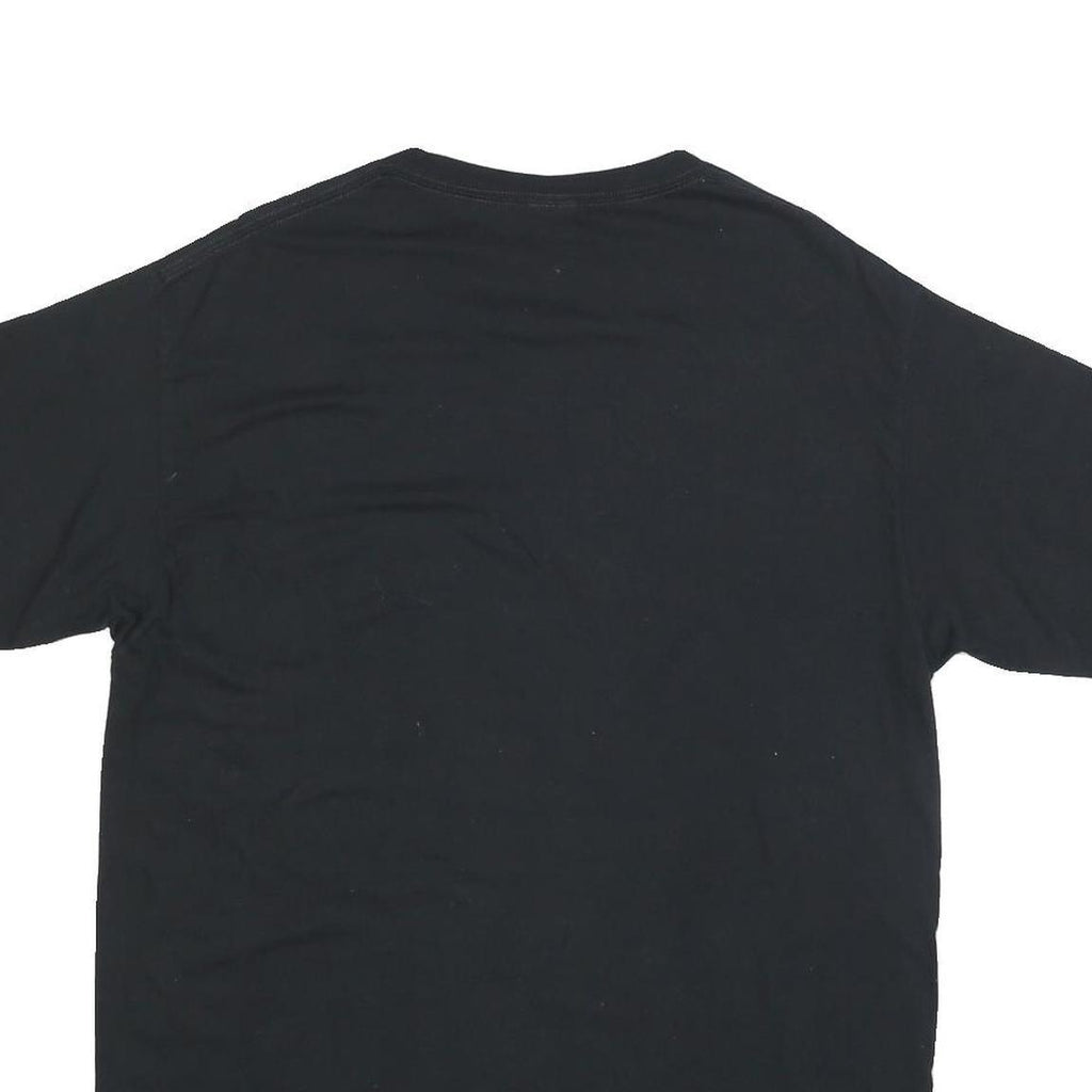 Mens Black Army Printed Cotton Blend T-Shirt L Short Sleeve Crew Neck Plain