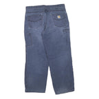 CARHARTT Mens Regular Fit Blue Cotton Blend Zip Trousers W36 L30 Workwear Casual