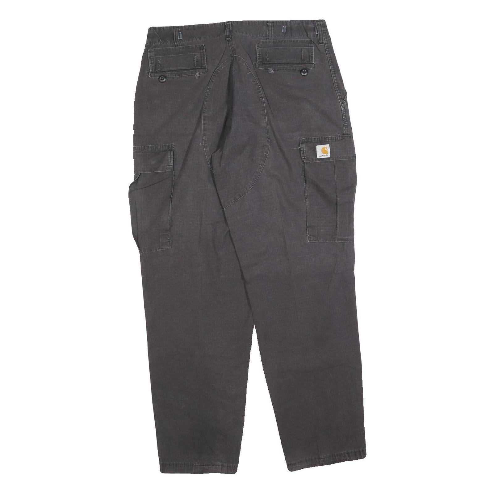 CARHARTT Mens Cotton Blend Black Workwear Regular Straight Trousers W34 L34
