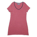 TOMMY HILFIGER Womens Red Black & White Striped Day Cotton Dress L Short Sleeve