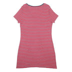 TOMMY HILFIGER Womens Red Black & White Striped Day Cotton Dress L Short Sleeve