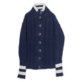 CREW CLOTHING Womens Heavy Knit Cardigan Blue High Neck Cable Knit UK 6