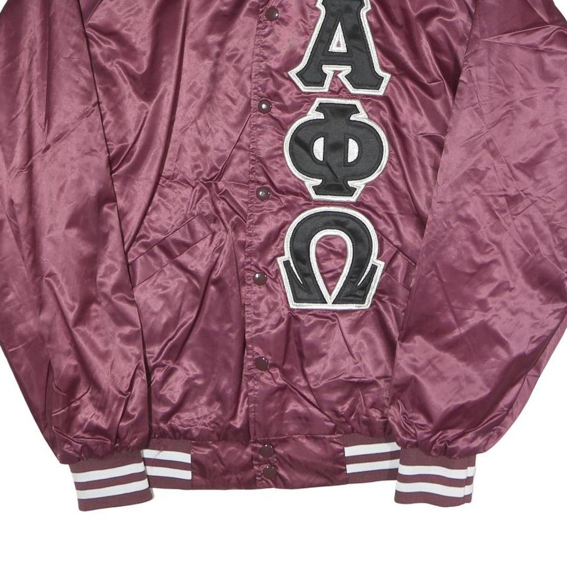 CARDINAL Womens Maroon Satin Jacket M Polyester Button Varsity Style Greek