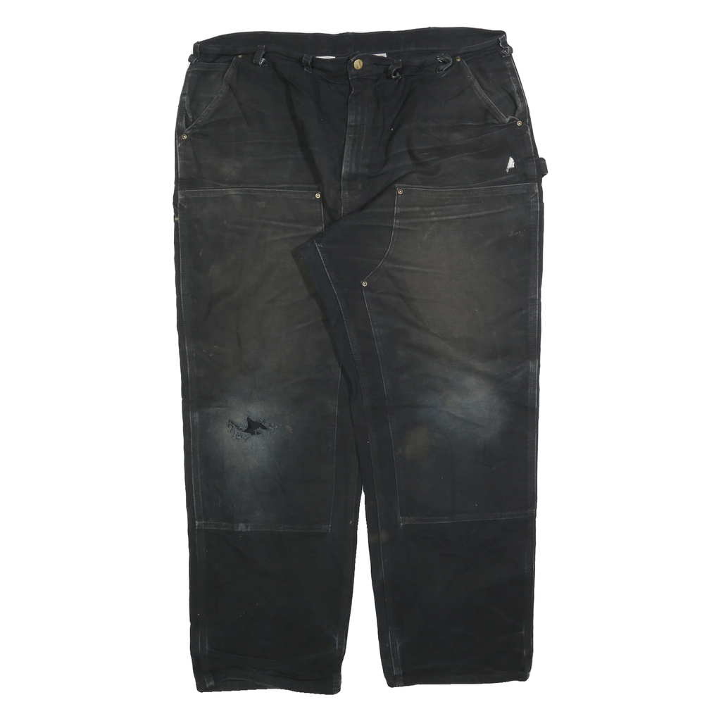 CARHARTT Mens Regular Black Cotton Blend Zip Trousers W44 L32 Workwear Durable