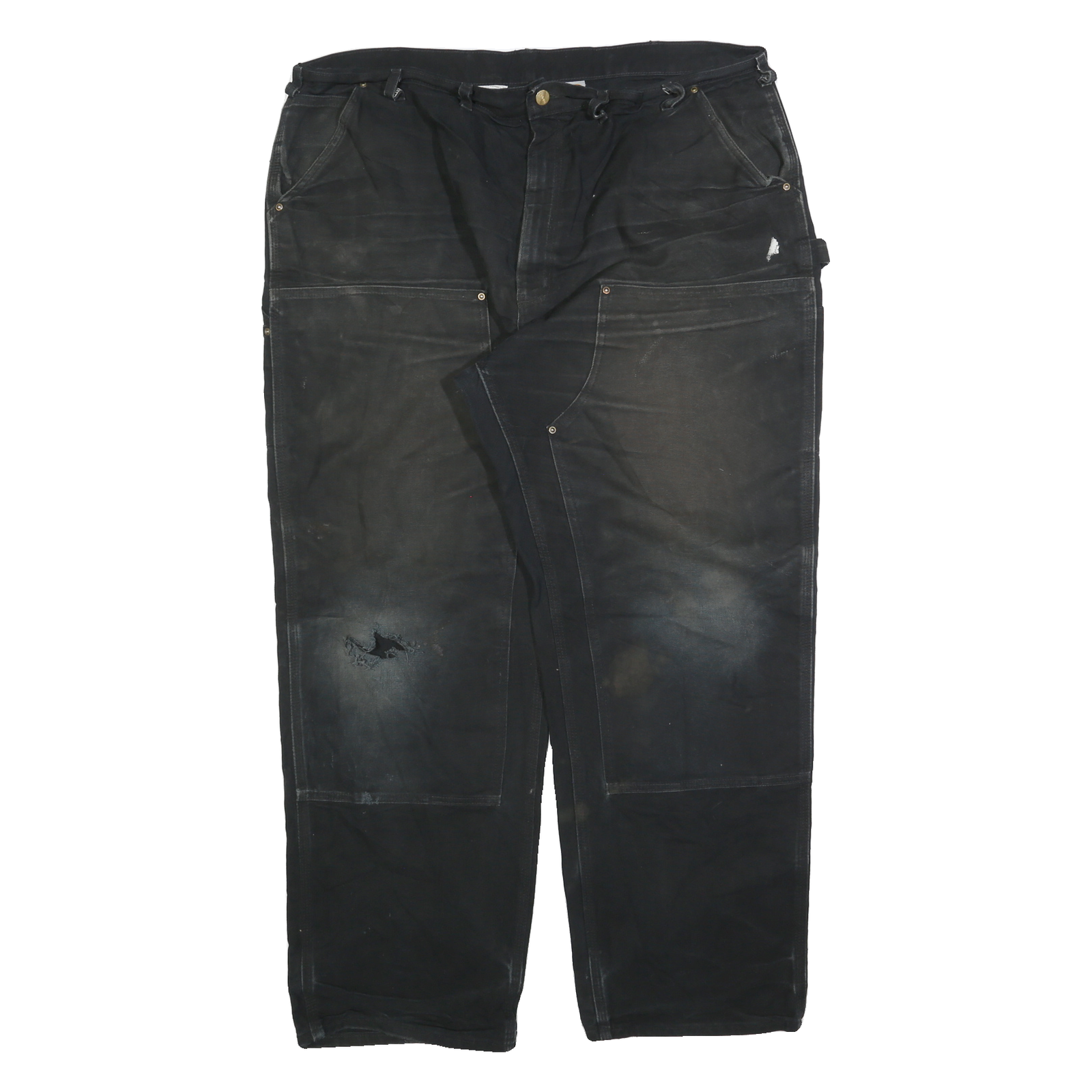 CARHARTT Mens Regular Black Cotton Blend Zip Trousers W44 L32 Workwear Durable