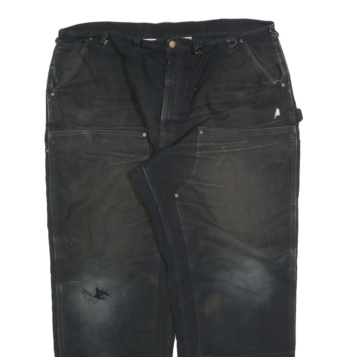 CARHARTT Mens Regular Black Cotton Blend Zip Trousers W44 L32 Workwear Durable