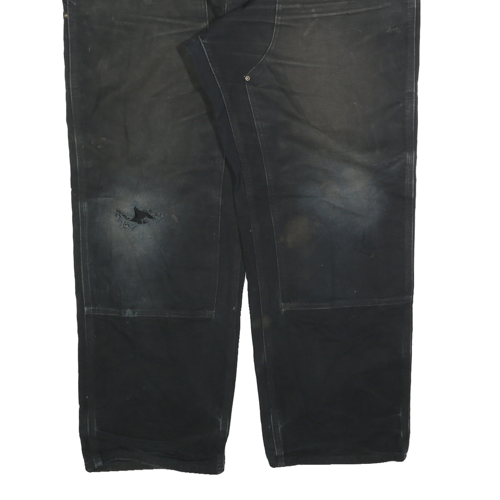 CARHARTT Mens Regular Black Cotton Blend Zip Trousers W44 L32 Workwear Durable