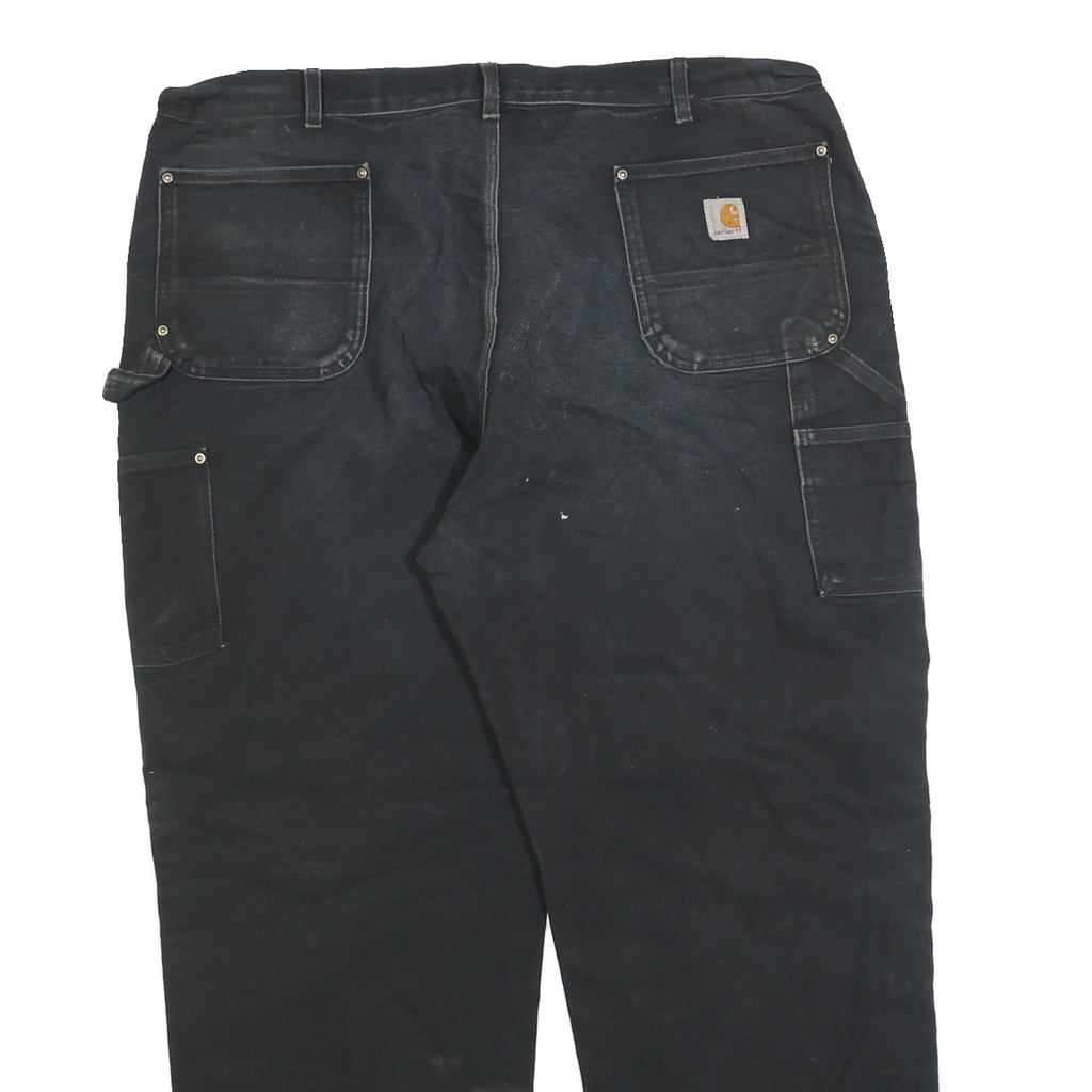 CARHARTT Mens Regular Black Cotton Blend Zip Trousers W44 L32 Workwear Durable