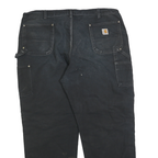 CARHARTT Mens Regular Black Cotton Blend Zip Trousers W44 L32 Workwear Durable