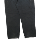 CARHARTT Mens Regular Black Cotton Blend Zip Trousers W44 L32 Workwear Durable