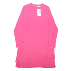 WAREHOUSE Womens Pink Day Polyester Blend Dress Long Sleeve UK 14 Pleated Hem