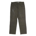 CARHARTT Mens Cotton Blend Olive Regular Zip Trousers W34 L32 Workwear Durable