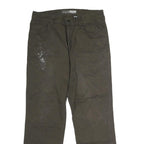 CARHARTT Mens Cotton Blend Olive Regular Zip Trousers W34 L32 Workwear Durable