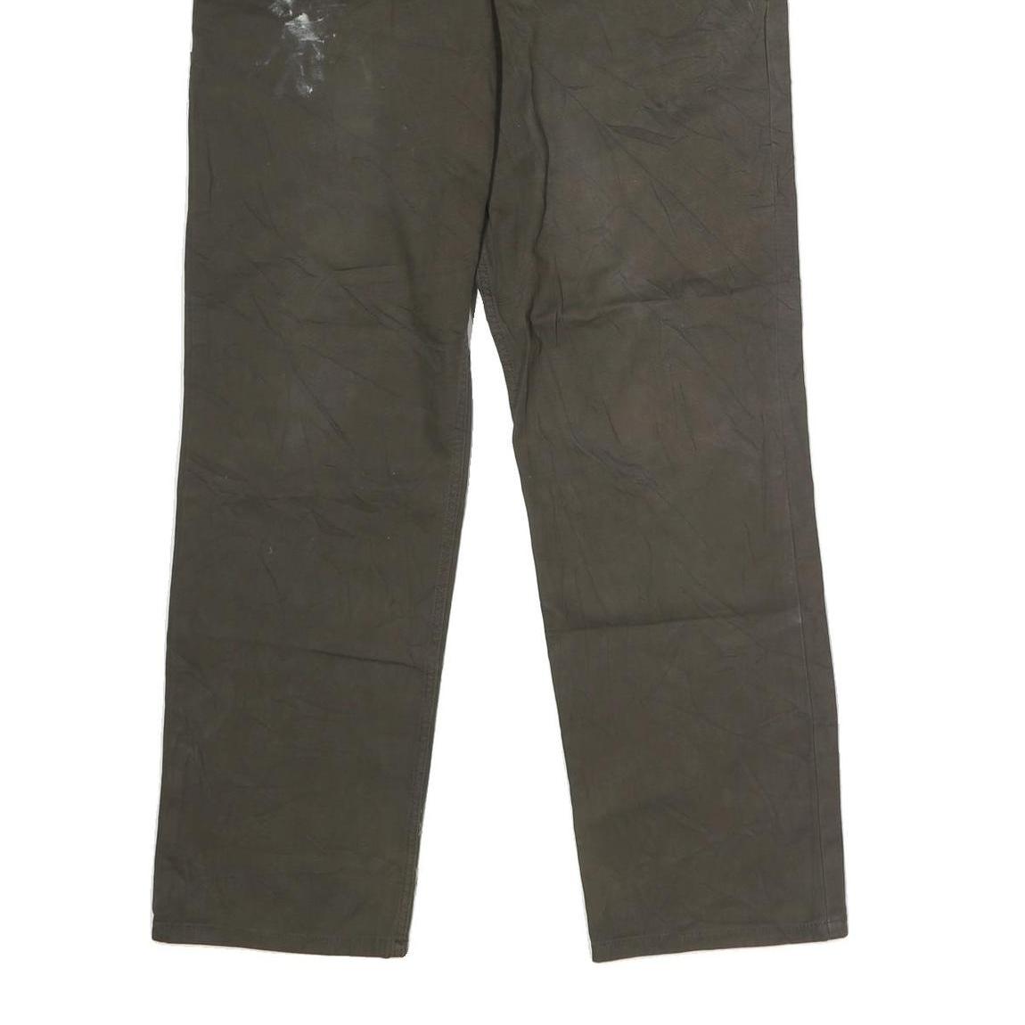 CARHARTT Mens Cotton Blend Olive Regular Zip Trousers W34 L32 Workwear Durable