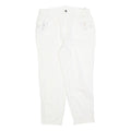 Womens Regular Fit White Cotton Blend Zip Trousers W30 L25 Casual Embroidered