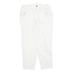 Womens Regular Fit White Cotton Blend Zip Trousers W30 L25 Casual Embroidered