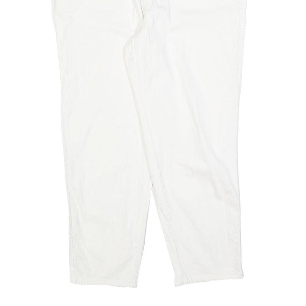 Womens Regular Fit White Cotton Blend Zip Trousers W30 L25 Casual Embroidered