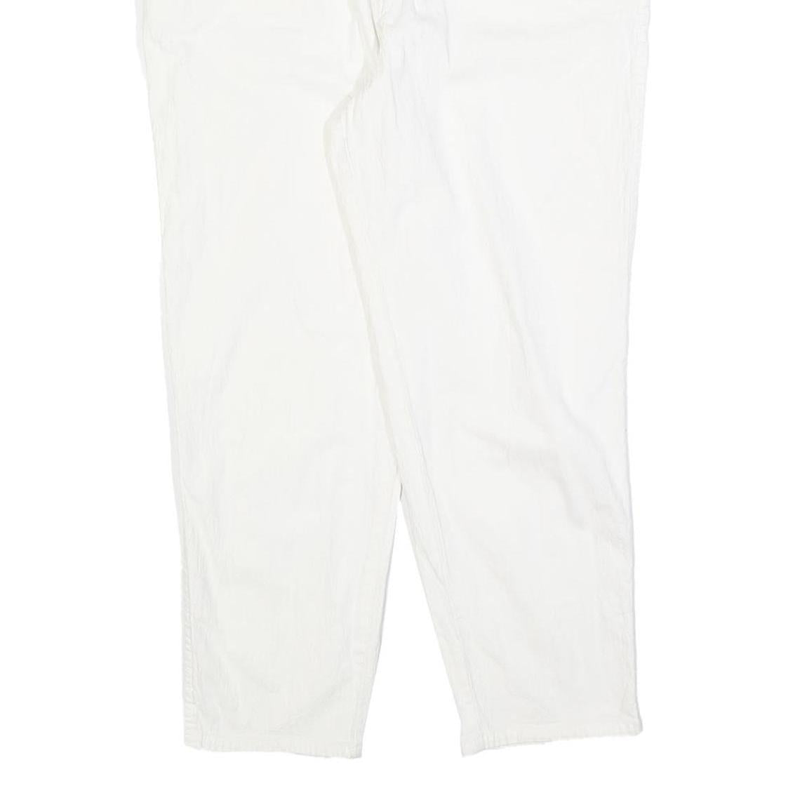 Womens Regular Fit White Cotton Blend Zip Trousers W30 L25 Casual Embroidered