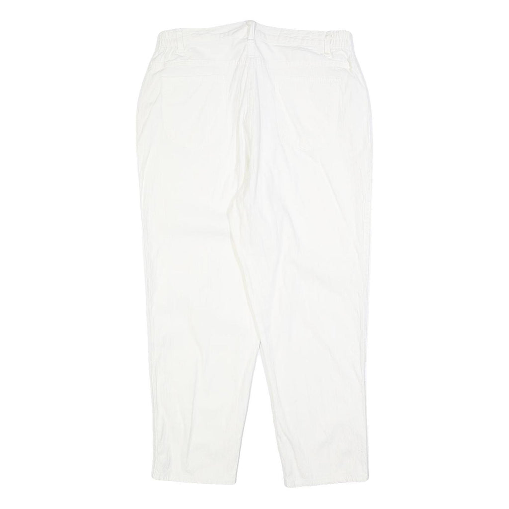 Womens Regular Fit White Cotton Blend Zip Trousers W30 L25 Casual Embroidered