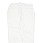 Womens Regular Fit White Cotton Blend Zip Trousers W30 L25 Casual Embroidered
