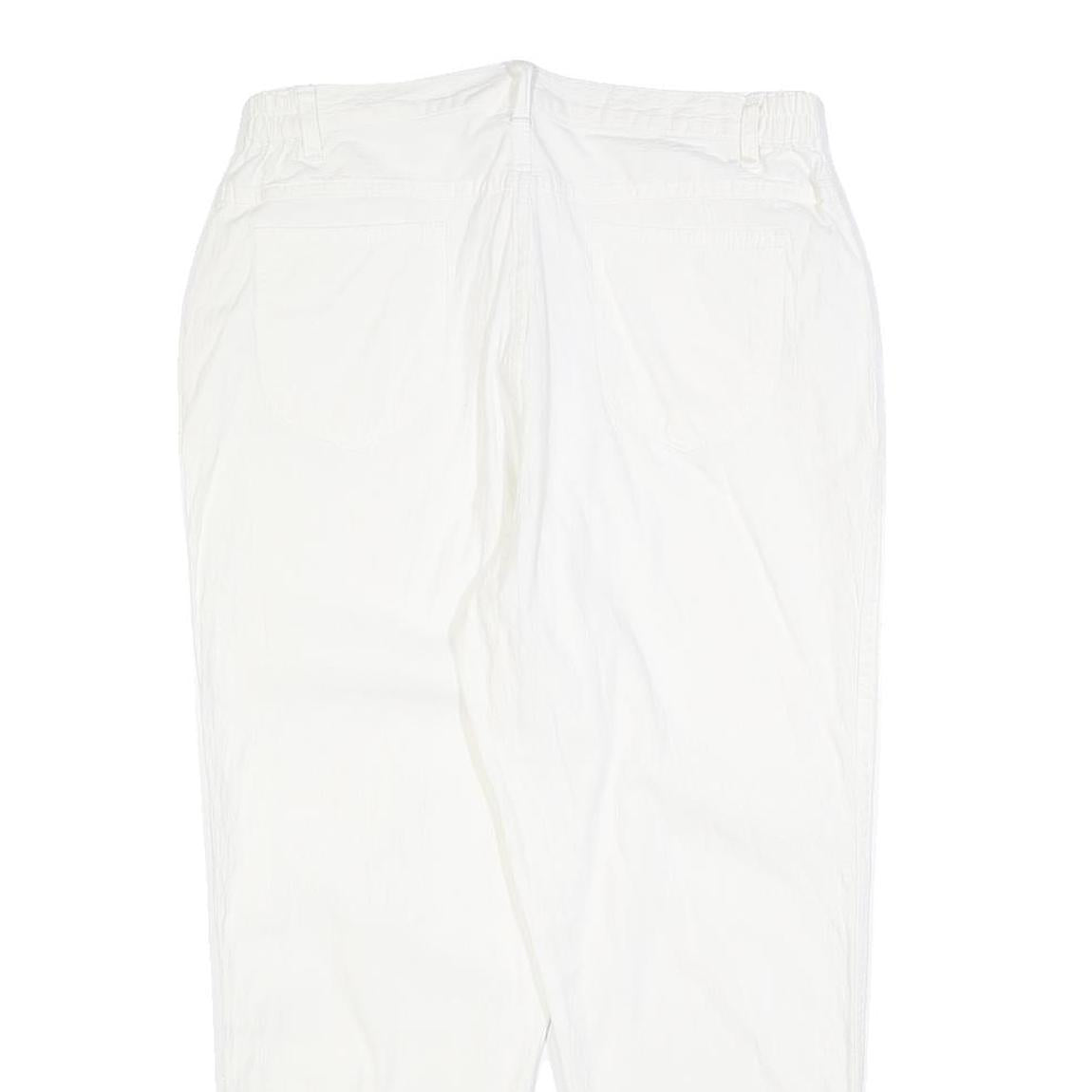 Womens Regular Fit White Cotton Blend Zip Trousers W30 L25 Casual Embroidered