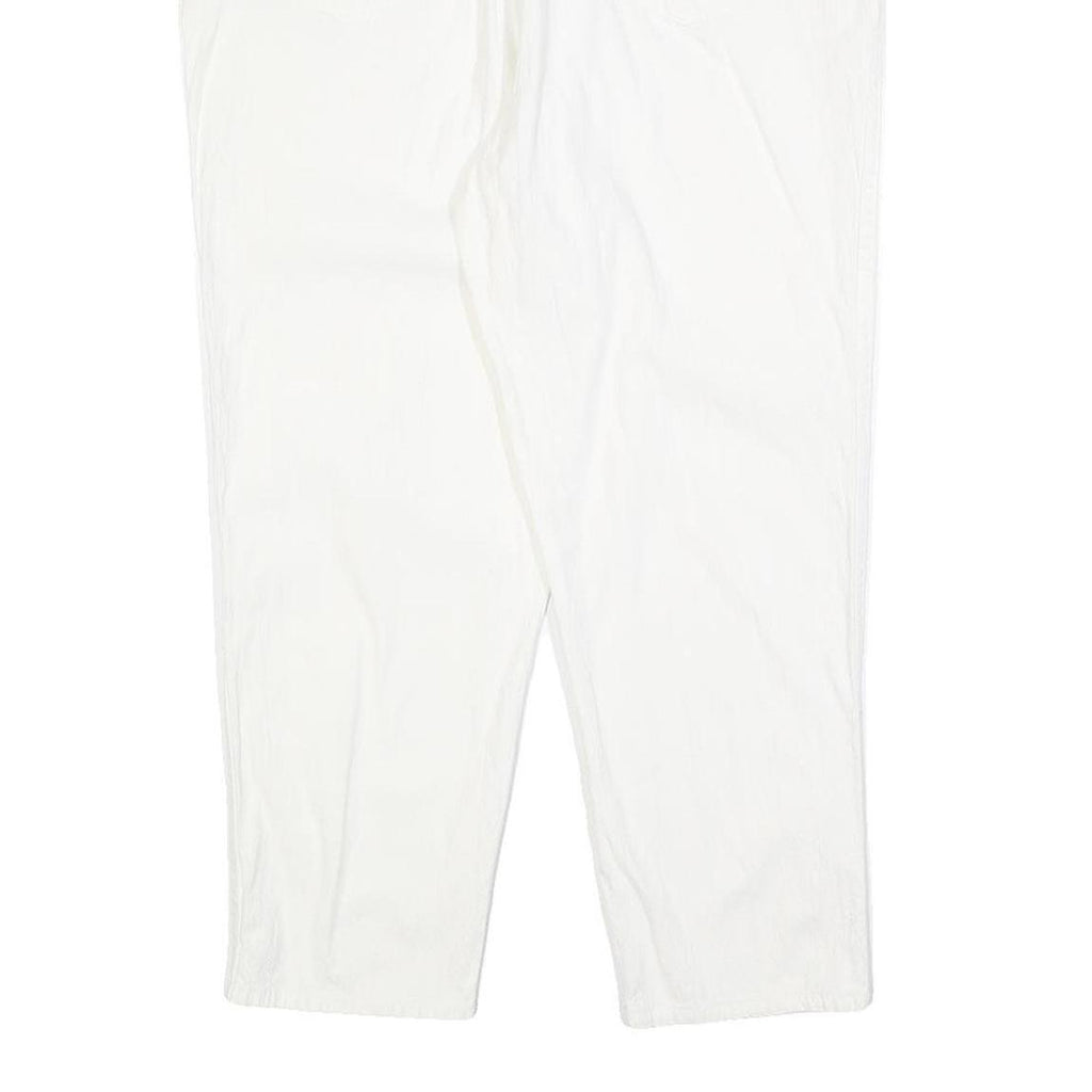 Womens Regular Fit White Cotton Blend Zip Trousers W30 L25 Casual Embroidered