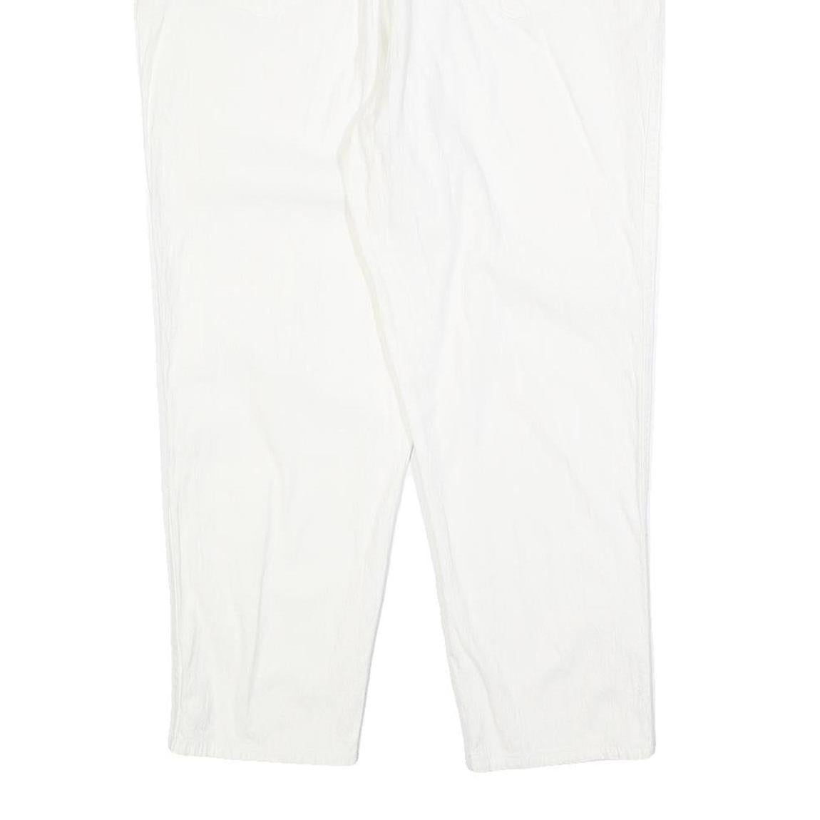 Womens Regular Fit White Cotton Blend Zip Trousers W30 L25 Casual Embroidered