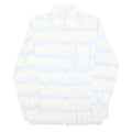 DELVINO Mens White & Light Blue Stripe Cotton Blend Shirt M Classic Fit Casual