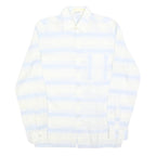 DELVINO Mens White & Light Blue Stripe Cotton Blend Shirt M Classic Fit Casual