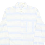 DELVINO Mens White & Light Blue Stripe Cotton Blend Shirt M Classic Fit Casual