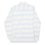 DELVINO Mens White & Light Blue Stripe Cotton Blend Shirt M Classic Fit Casual