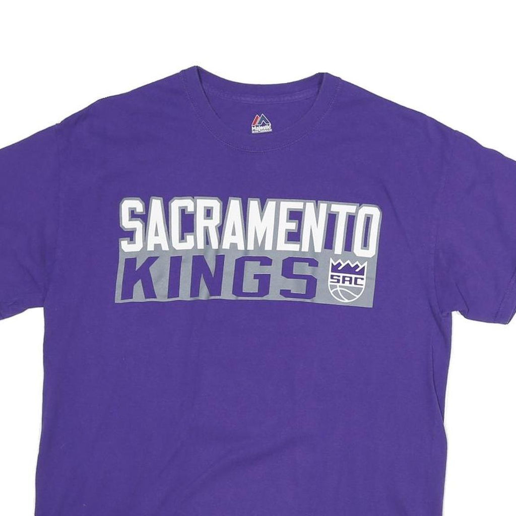 MAJESTIC Mens Purple Sacramento Kings Graphic T-Shirt M Short Sleeve Crew Neck