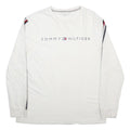 TOMMY HILFIGER Mens White Long Sleeve Crew Neck Logo Cotton T-Shirt L