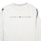 TOMMY HILFIGER Mens White Long Sleeve Crew Neck Logo Cotton T-Shirt L