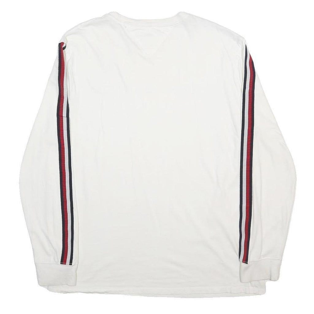 TOMMY HILFIGER Mens White Long Sleeve Crew Neck Logo Cotton T-Shirt L