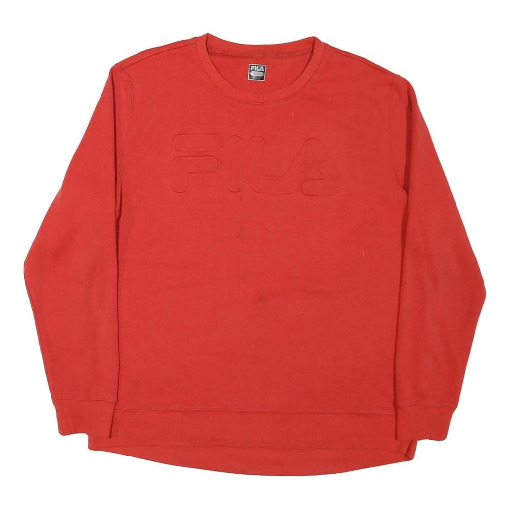 FILA Womens Red Crew Neck UK 16 Cotton Blend Pullover Sweatshirt Casual