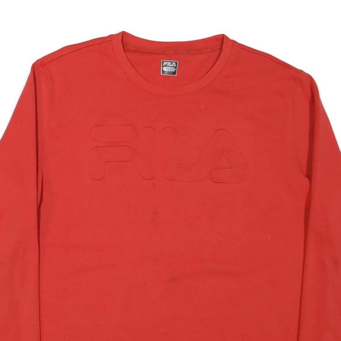 FILA Womens Red Crew Neck UK 16 Cotton Blend Pullover Sweatshirt Casual