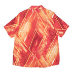 SAN REMO Womens Red Orange Printed Short Sleeve Collared Shirt XL Button Up
