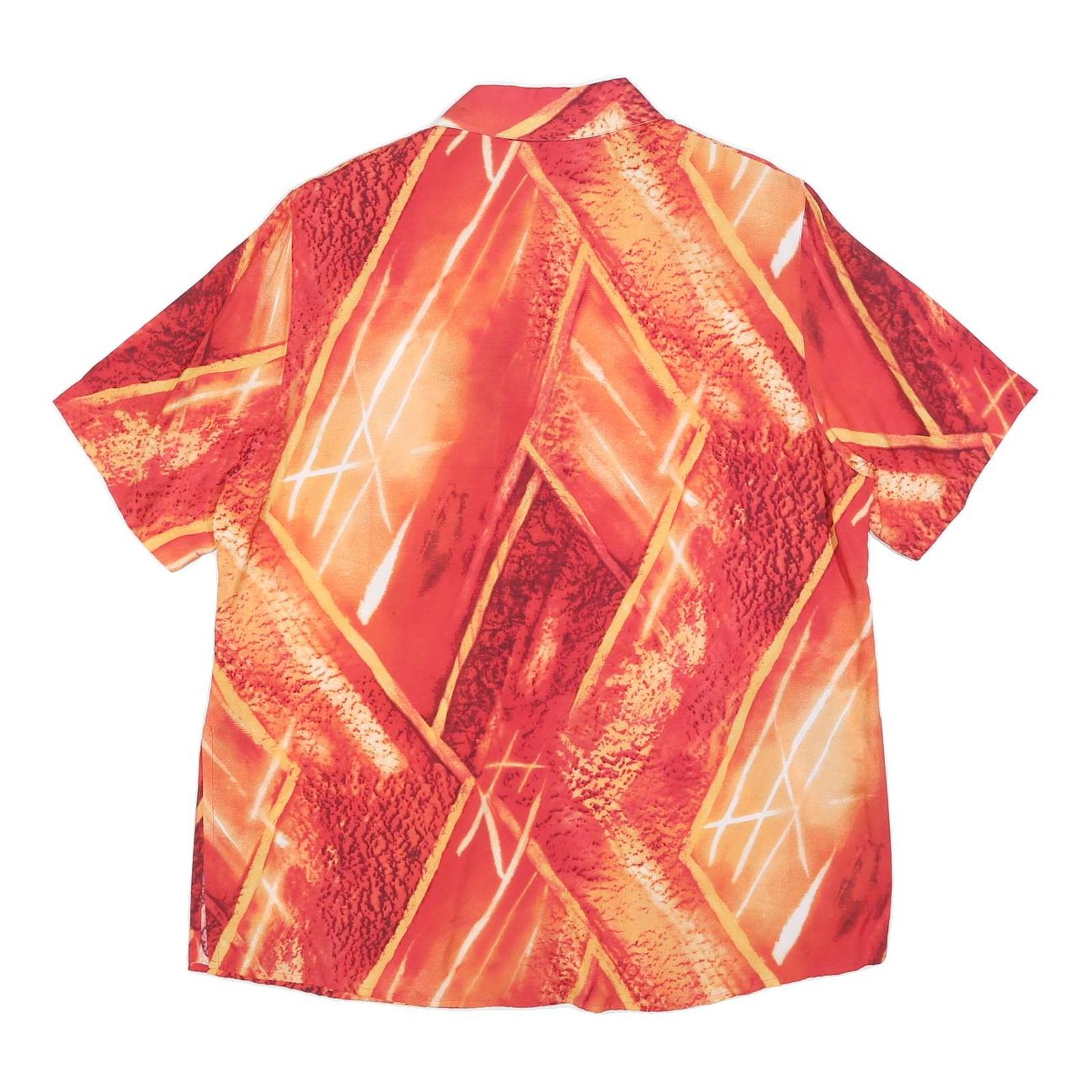 SAN REMO Womens Red Orange Printed Short Sleeve Collared Shirt XL Button Up