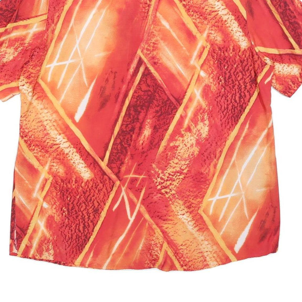 SAN REMO Womens Red Orange Printed Short Sleeve Collared Shirt XL Button Up