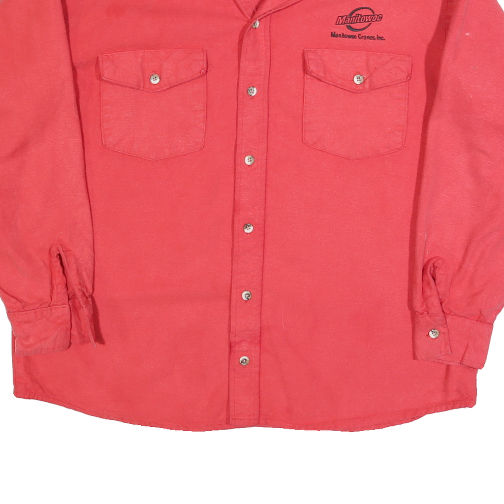 CODET Mens Red Workwear Shirt L Long Sleeve Button Cotton Blend Utility Shirt